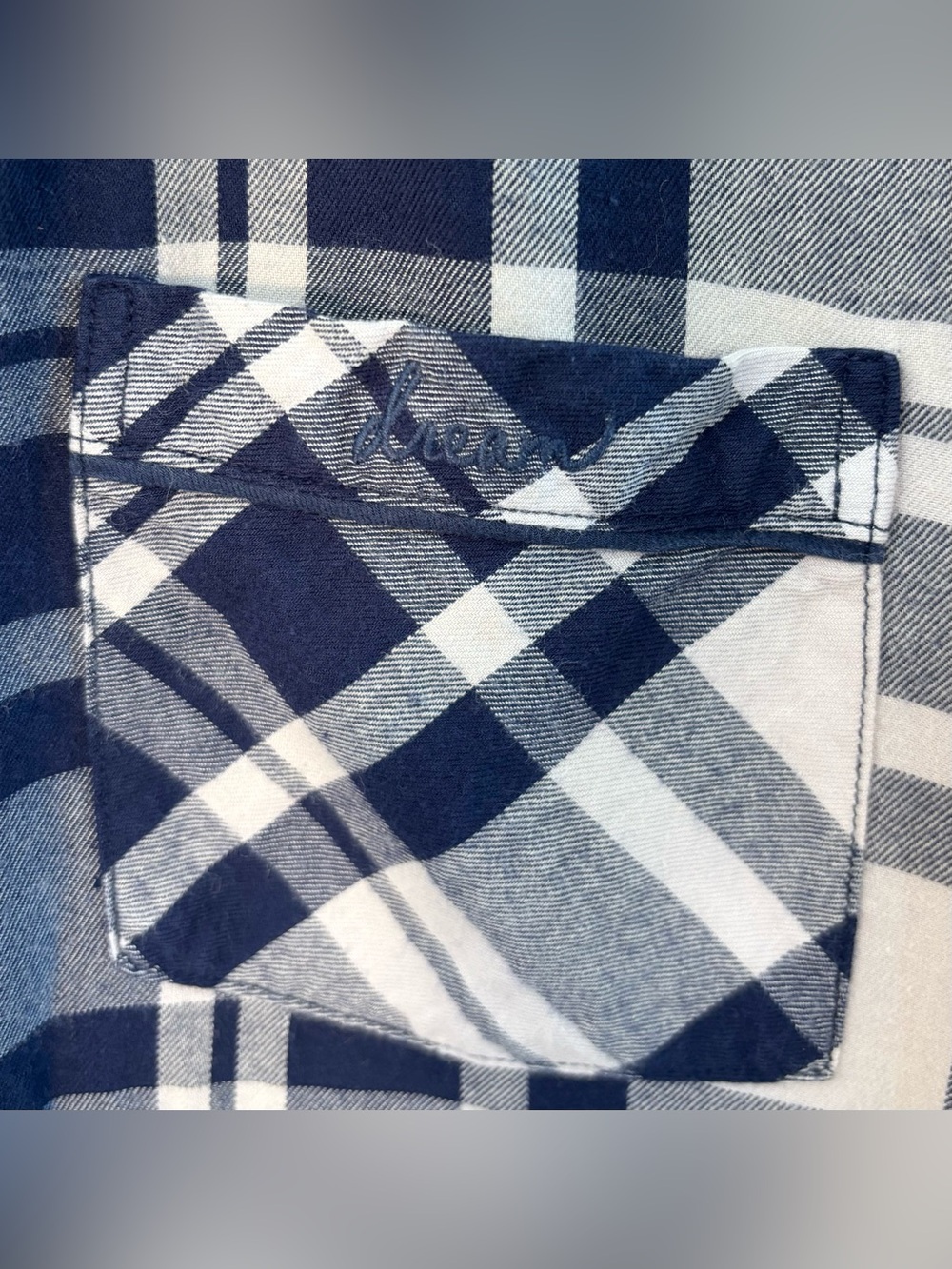 VGUC Victoria's Secret Light Flannel Plaid Pajama Set Women Sz S, Navy Off White - Picture 3 of 16